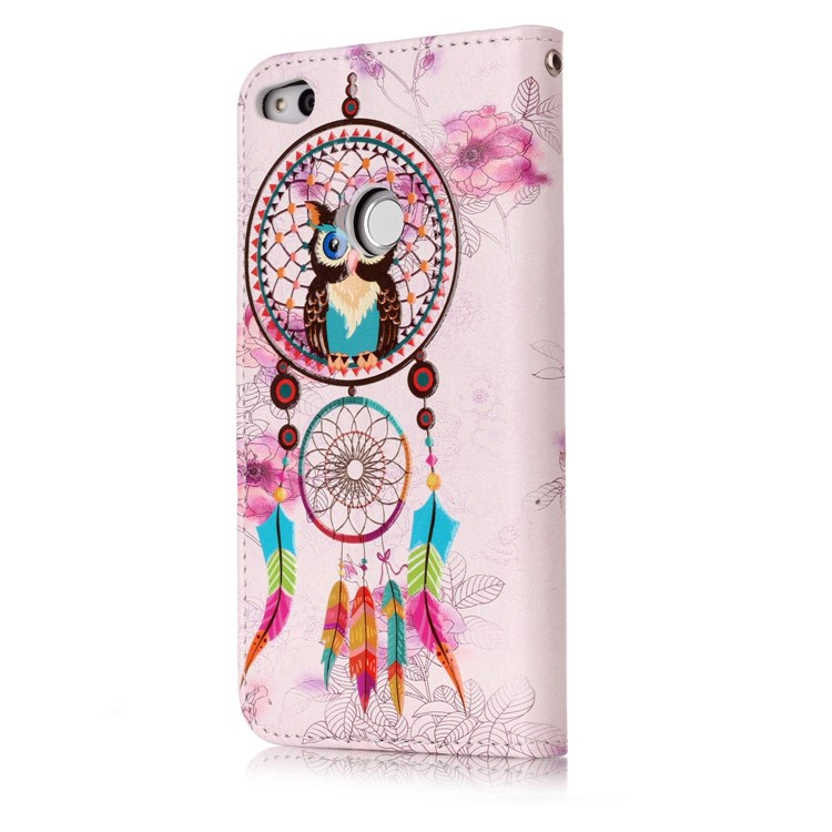 Pattern Printing Embossment Leather Mobile Phone Case for Huawei P8 Lite (2017) / Honor 8 Lite - Owl and Feather-6