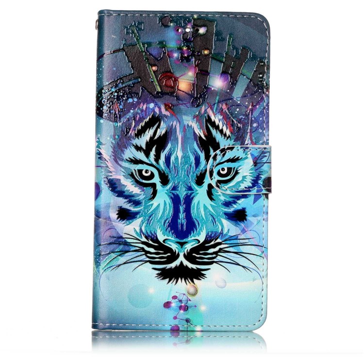 Pattern Printing Embossed Leather Protective Phone Case for Huawei P10 Plus - Tiger-3