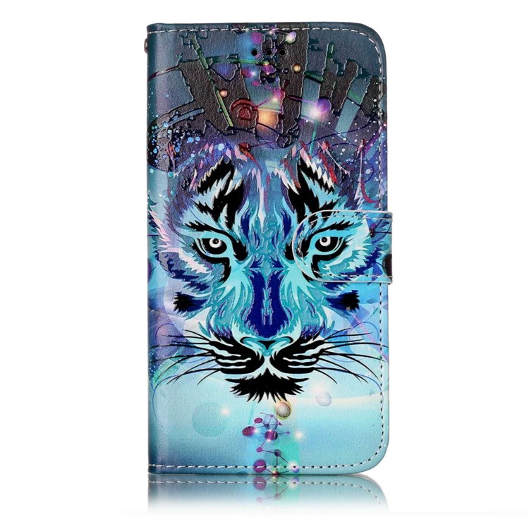 Pattern Printing Embossed Leather Protective Phone Case for Huawei P10 Lite - Tiger-3