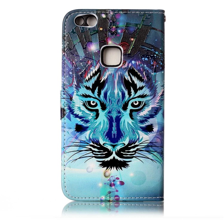 Pattern Printing Embossed Leather Protective Phone Case for Huawei P10 Lite - Tiger-4