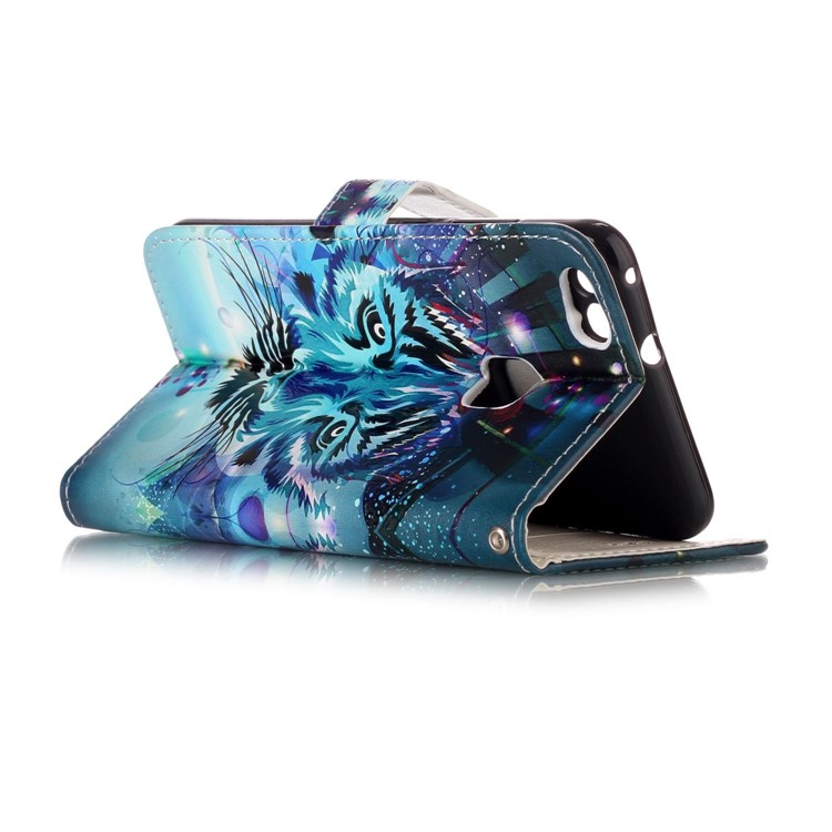 Pattern Printing Embossed Leather Protective Phone Case for Huawei P10 Lite - Tiger-7