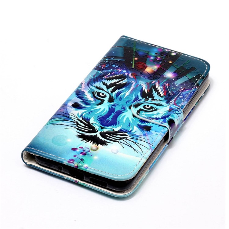 Pattern Printing Embossed Leather Protective Phone Case for Huawei P10 Lite - Tiger-8