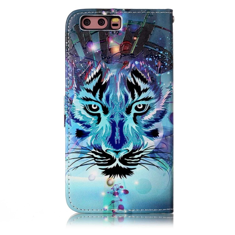 Pattern Printing Embossed Glossy Leather Protective Phone Case for Huawei P10 - Tiger-4