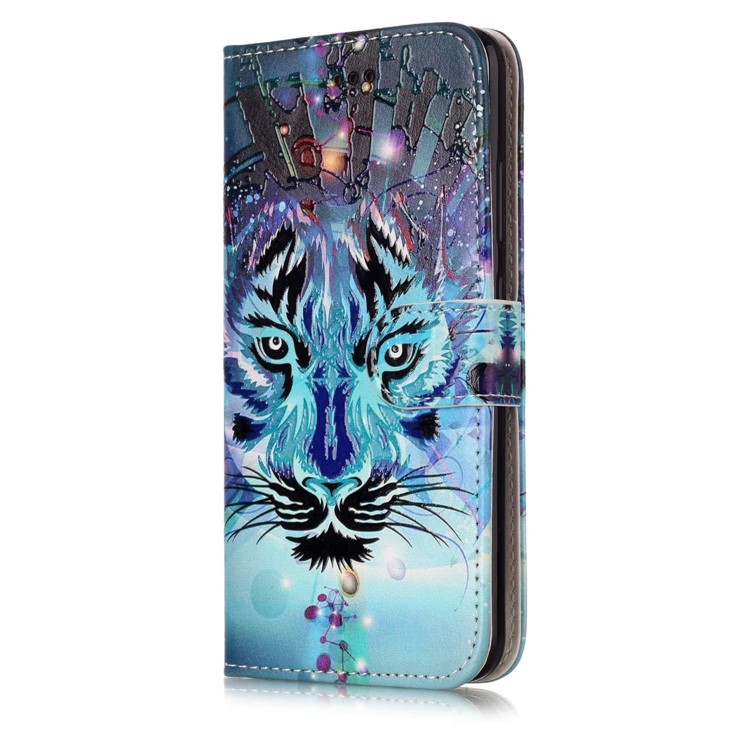 Pattern Printing Embossed Glossy Leather Protective Phone Case for Huawei P10 - Tiger-5