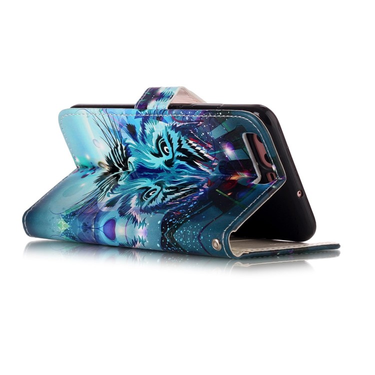 Pattern Printing Embossed Glossy Leather Protective Phone Case for Huawei P10 - Tiger-7