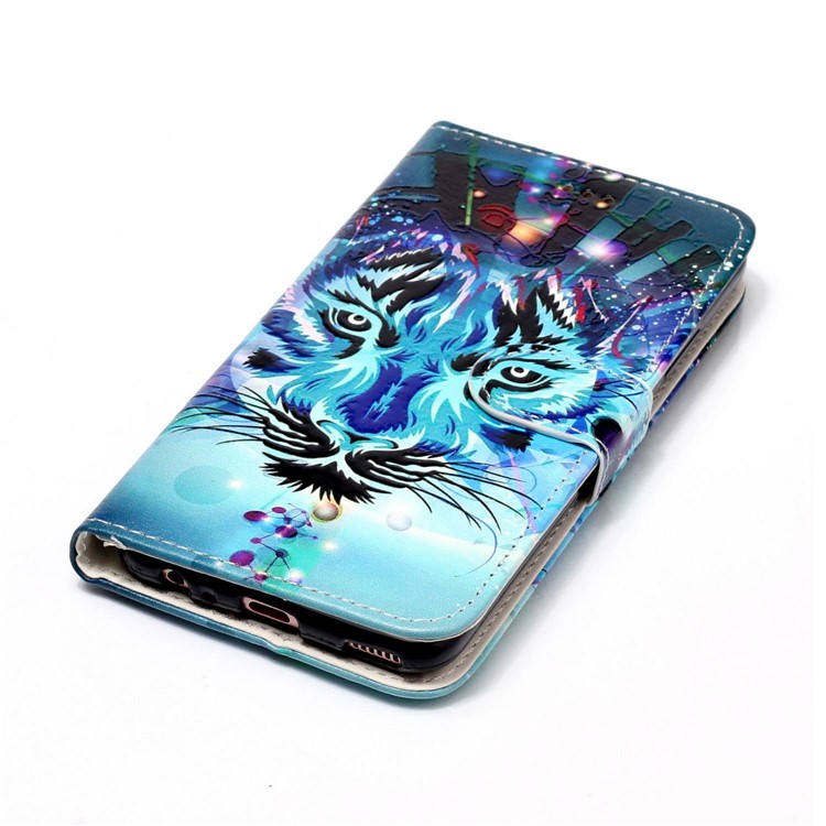 Pattern Printing Embossed Glossy Leather Protective Phone Case for Huawei P10 - Tiger-8