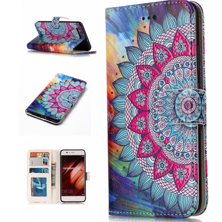 Impressão de padrões em relevo PU Leather Casing para Huawei P10 - flor-2