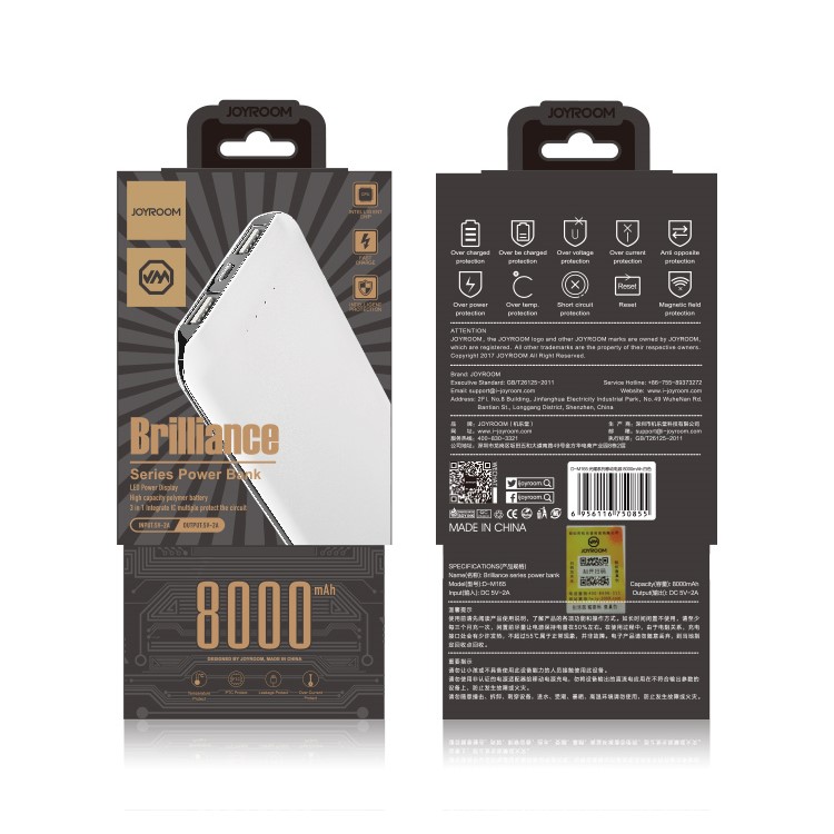 JOYROOM D-M165 Brilliance Series Dual USB 8000mAh Power Bank Charger Battery Charger - Black-3