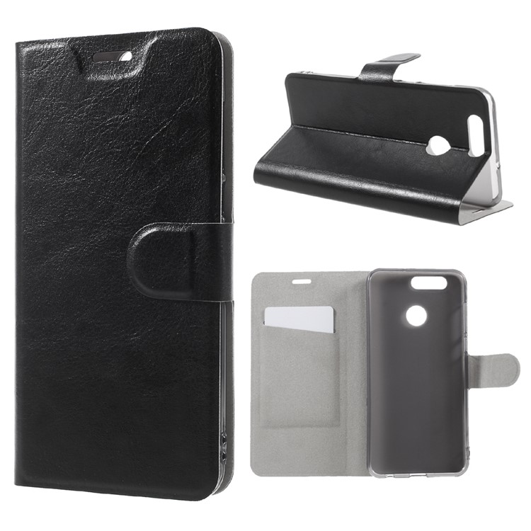 Crazy Horse Stand Leather Case with Card Slot for Huawei Nova 2 Plus - Black-1