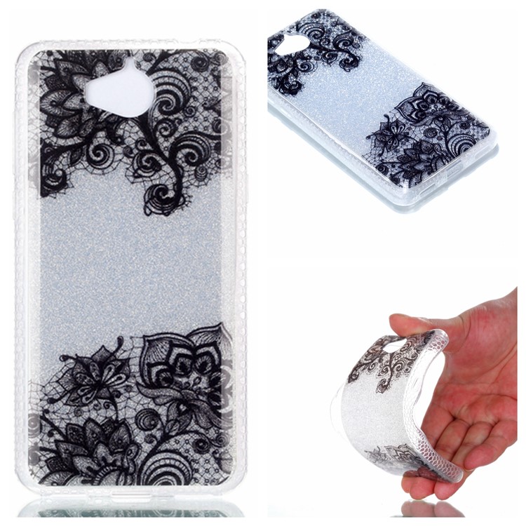 Double-sided IMD Flash Powder TPU Cover for Huawei Y5 (2017) - Lace Pattern-1