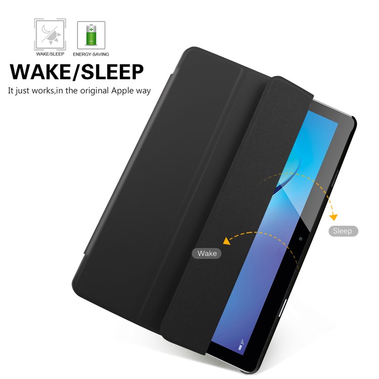 Tri-fold Stand Leather Case for Huawei MediaPad T3 10 - Black-2