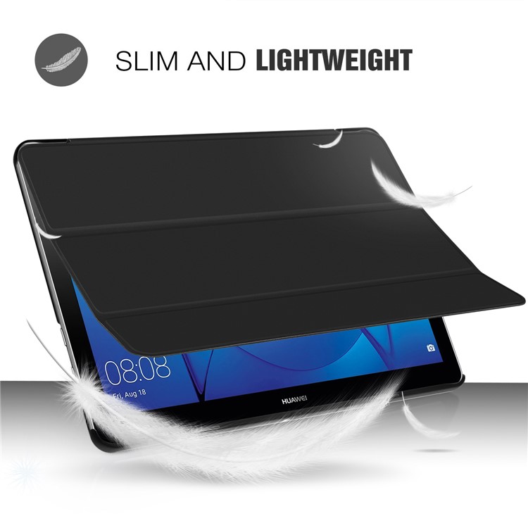 Tri-fold Stand Leather Case for Huawei MediaPad T3 10 - Black-3