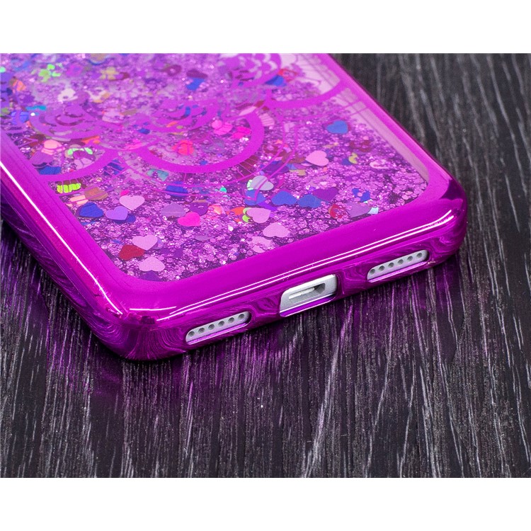 Electroplating Edges Liquid Glitter Powder Quicksand TPU Cellphone Case for Huawei P8 Lite (2017) / Honor 8 Lite - Henna Lotus-3