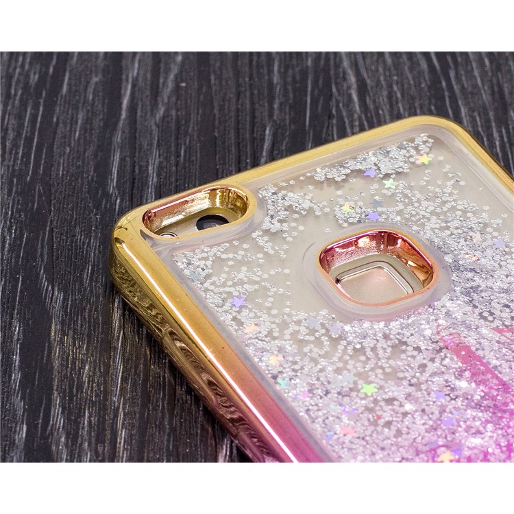 Liquid Glitter Powder Quicksand Electroplating Edges TPU Phone Cover for Huawei P10 Lite - Eiffel Tower-4