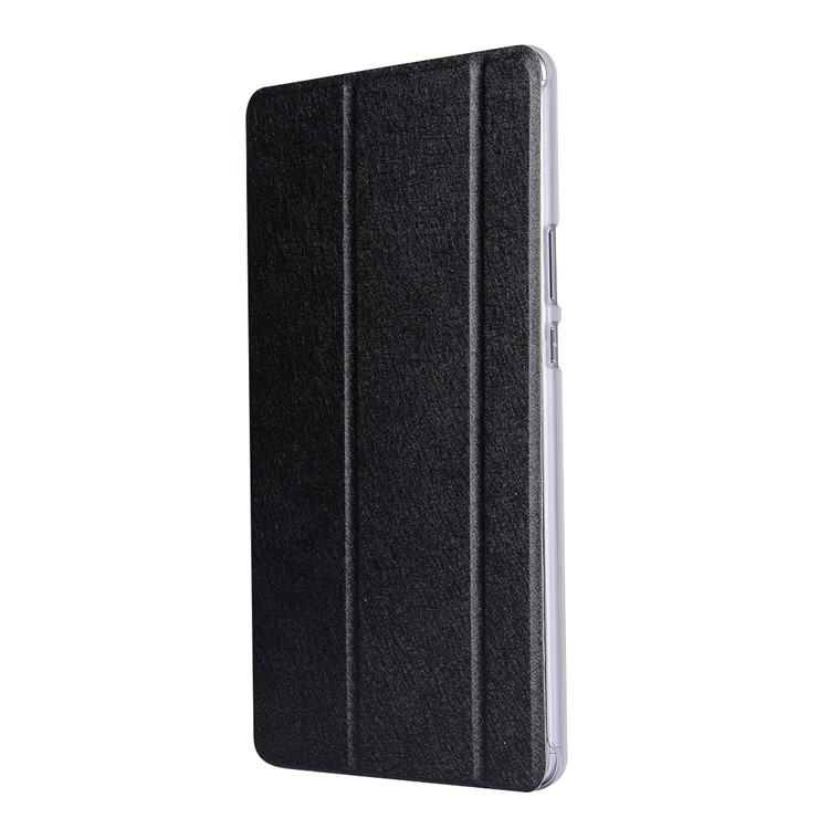 Silk Texture Tri-fold Stand Leather Case for Huawei MediaPad M3 Lite 8 - Black-2