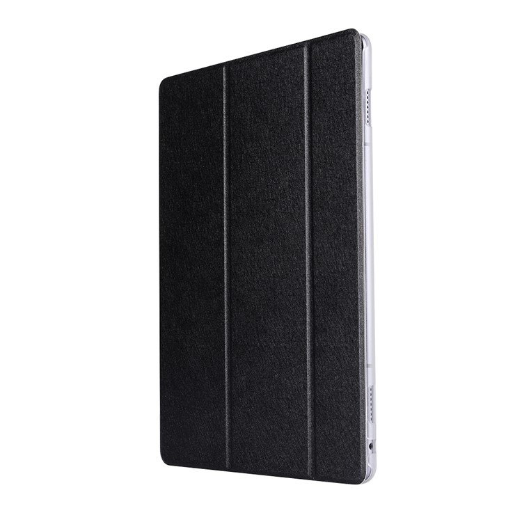 Silk Texture Tri-fold Stand Leather Case for Huawei MediaPad M3 Lite 10 - Black-2
