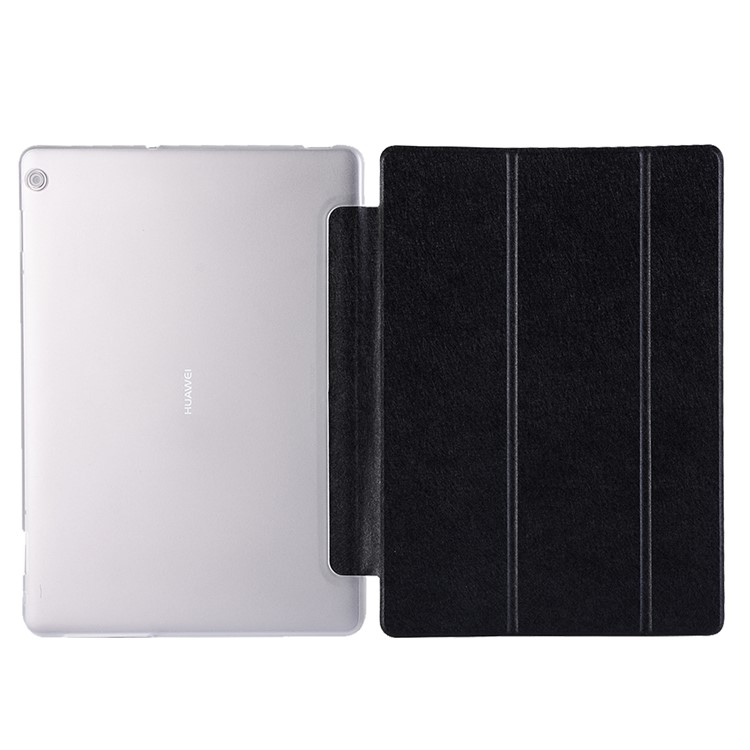 Silk Texture Tri-fold Stand Leather Case for Huawei MediaPad M3 Lite 10 - Black-3