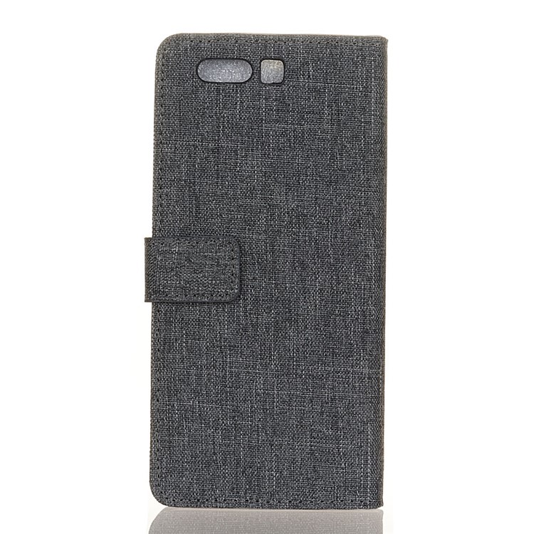 Linen Cloth PU Leather Wallet Case for Huawei Honor 9 - Black-2