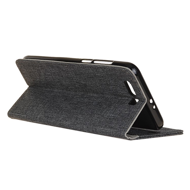 Linen Cloth PU Leather Wallet Case for Huawei Honor 9 - Black-5