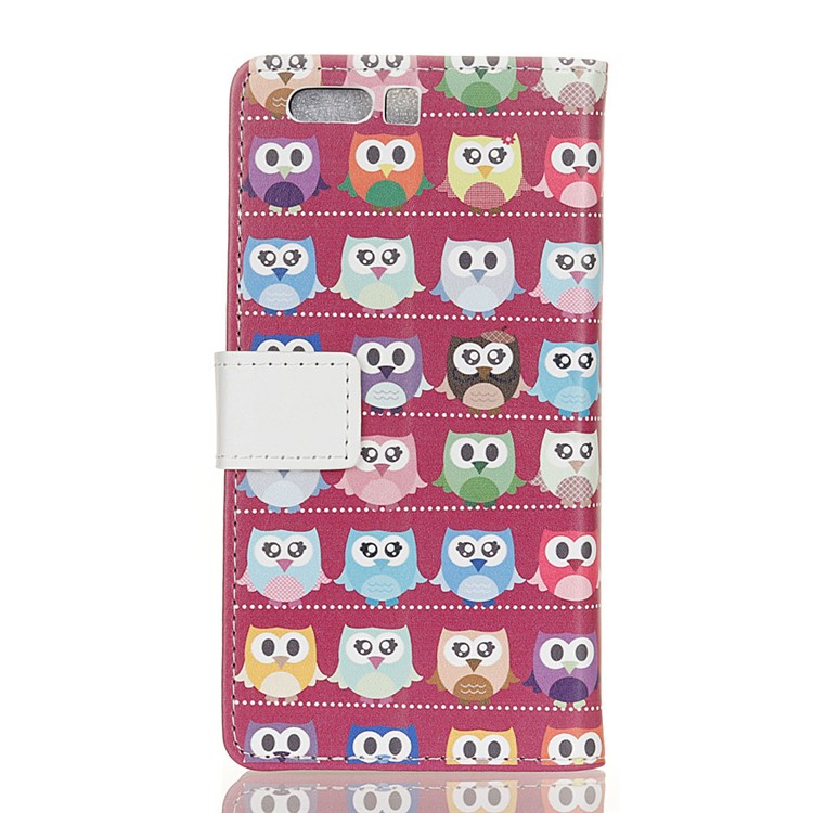 Pattern Printing Wallet Stand Leather Case with Magnet for Huawei Honor 9 - Purple Background Owls-2