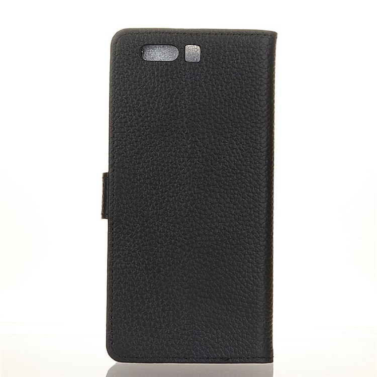 Litchi Grain Stand Genuine Leather Wallet Mobile Shell for Huawei Honor 9 - Black-2