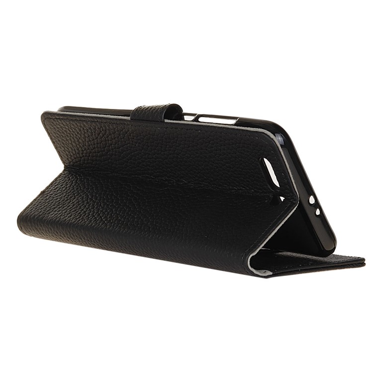 Litchi Grain Stand Genuine Leather Wallet Mobile Shell for Huawei Honor 9 - Black-5