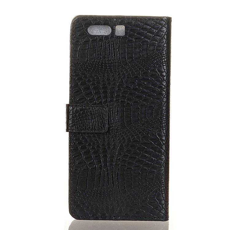 Crocodile Texture PU Leather Wallet Phone Cover with Stand for Huawei Honor 9 - Black-2
