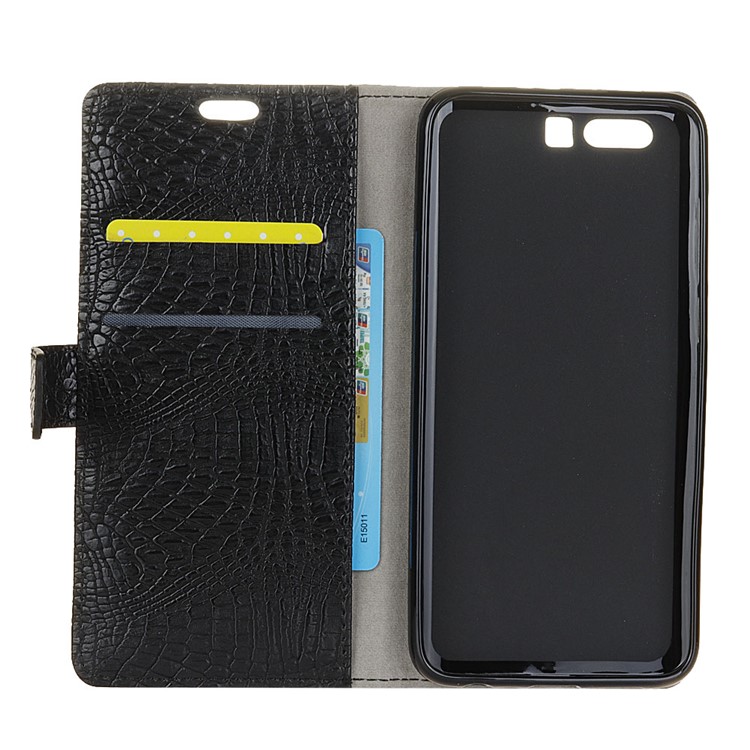 Crocodile Texture PU Leather Wallet Phone Cover with Stand for Huawei Honor 9 - Black-4