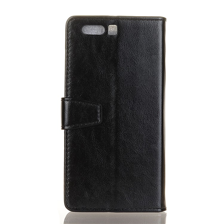 Crazy Horse Skin Leather Wallet Case with Stand for Huawei Honor 9 - Black-2