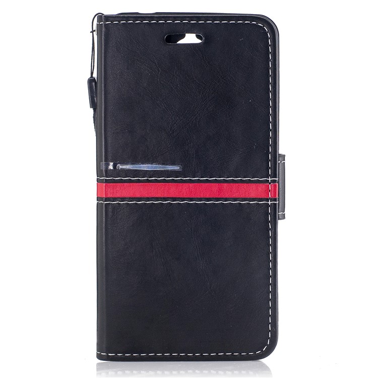 Graceful Stitching Wallet Flip Leather Phone Casing with Stand for Huawei Y5 (2017) - Black-1
