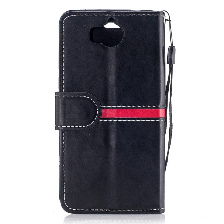 Graceful Stitching Wallet Flip Leather Phone Casing with Stand for Huawei Y5 (2017) - Black-2