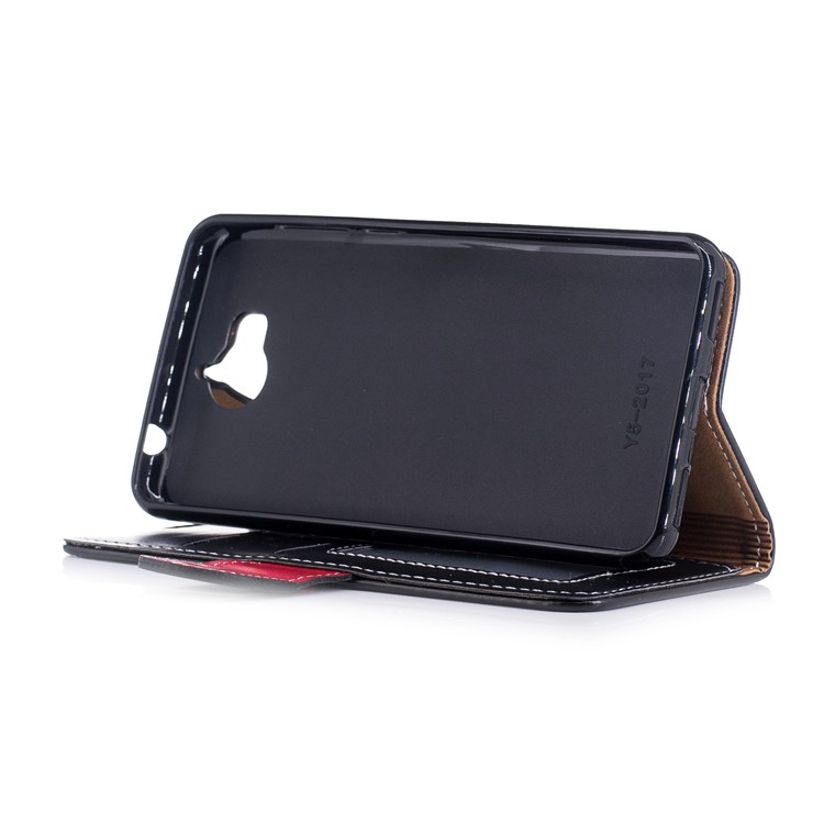 Graceful Stitching Wallet Flip Leather Phone Casing with Stand for Huawei Y5 (2017) - Black-4