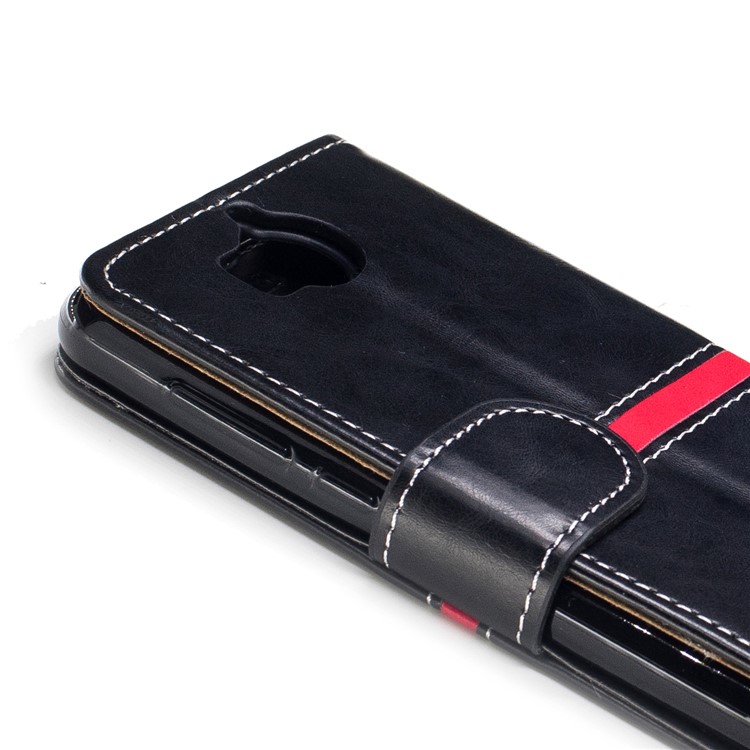 Graceful Stitching Wallet Flip Leather Phone Casing with Stand for Huawei Y5 (2017) - Black-6