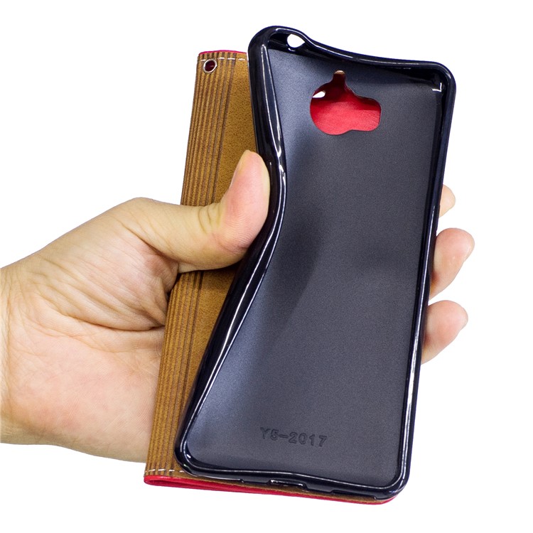 Graceful Stitching Wallet Flip Leather Phone Casing with Stand for Huawei Y5 (2017) - Black-8