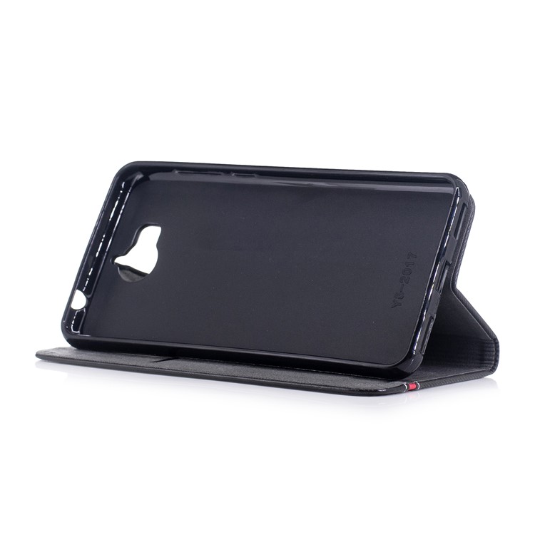 Bi-color Leather Stand Mobile Case Accessory for Huawei Y5 (2017) - Black-4