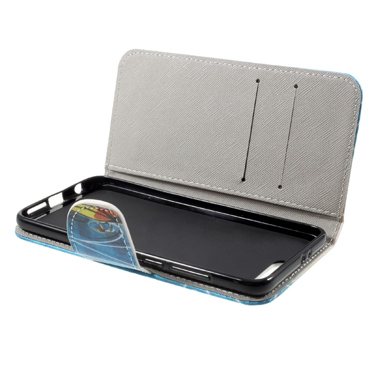 Guscio In Pelle Con Motivo PU Per Huawei Huawei 9 - Farfalla Blu E Gialla-9
