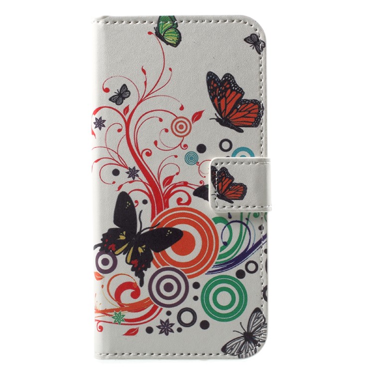 Custodia in pelle modello in cuoio per il modello Huawei Honor 9 - Fiore farfalla-1