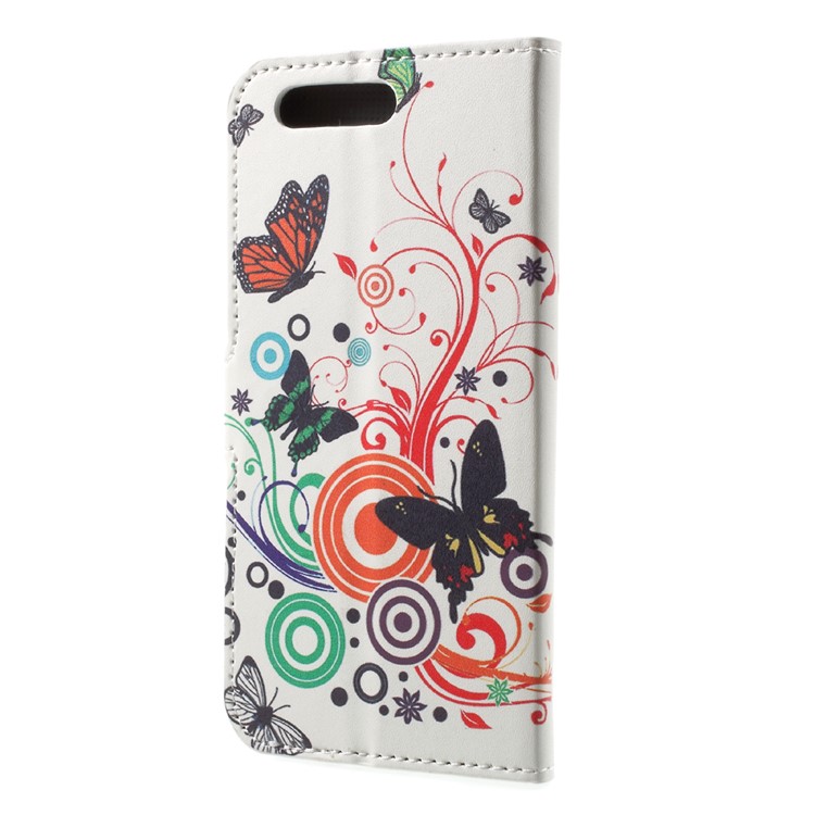 Custodia in pelle modello in cuoio per il modello Huawei Honor 9 - Fiore farfalla-2