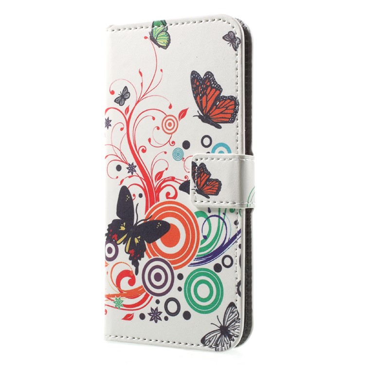 Custodia in pelle modello in cuoio per il modello Huawei Honor 9 - Fiore farfalla-3