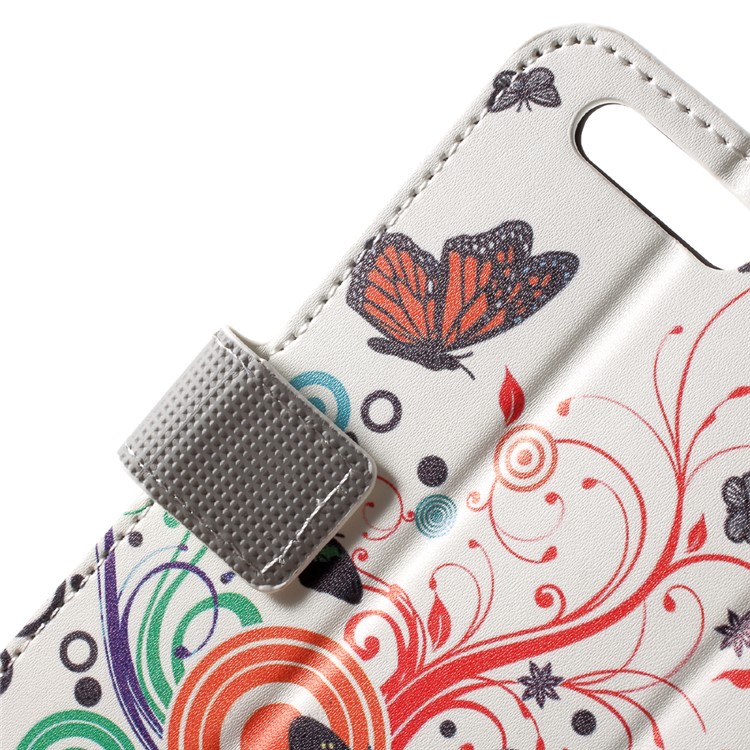 Custodia in pelle modello in cuoio per il modello Huawei Honor 9 - Fiore farfalla-5