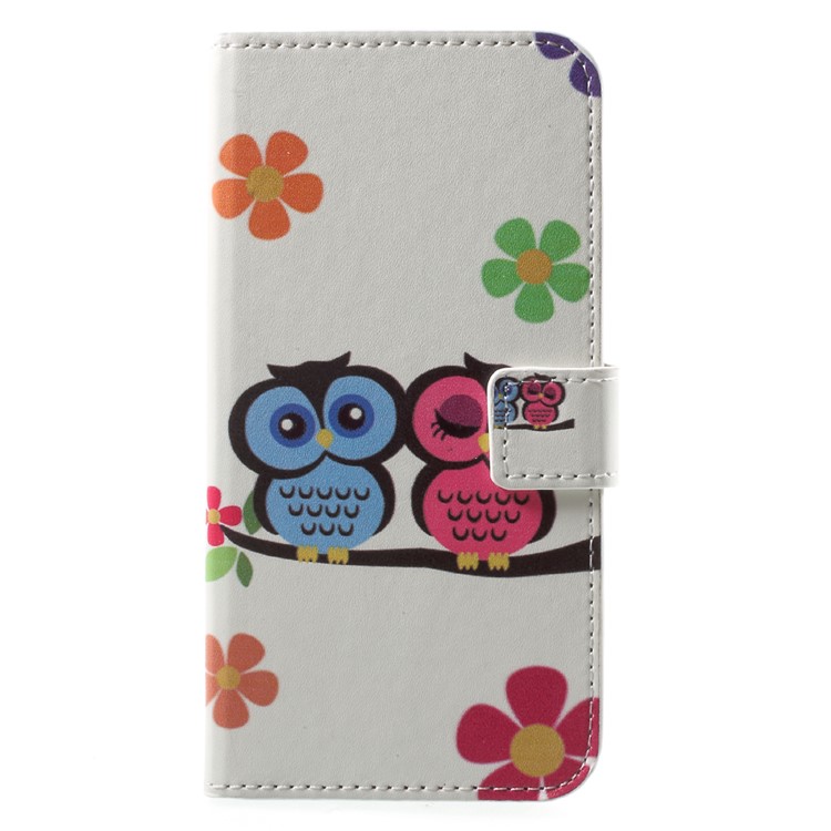 Custodia in tessuto in cuoio con borchie in cuoio per Huawei Honor 9 - Due gufi-1