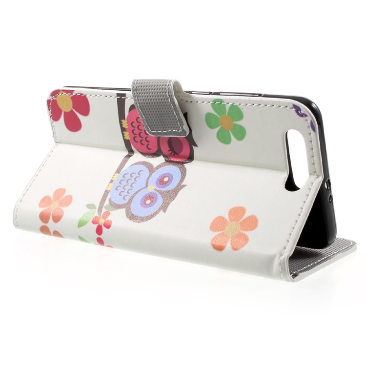 Custodia in tessuto in cuoio con borchie in cuoio per Huawei Honor 9 - Due gufi-4