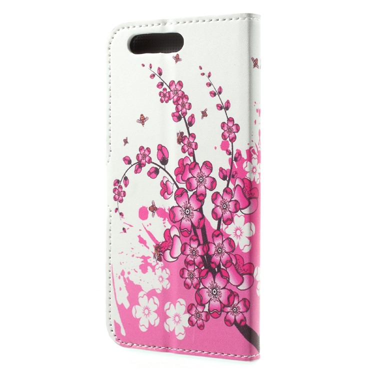 Custodia in pelle modello in pelle modello Shell per cellulare Huawei Honor 9 - pesco fiore-2