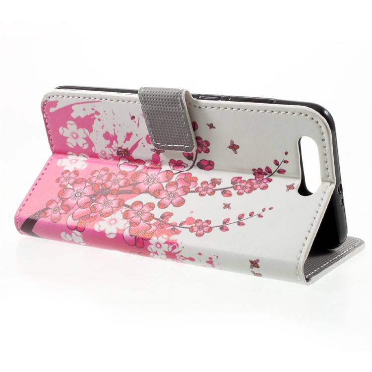 Custodia in pelle modello in pelle modello Shell per cellulare Huawei Honor 9 - pesco fiore-4