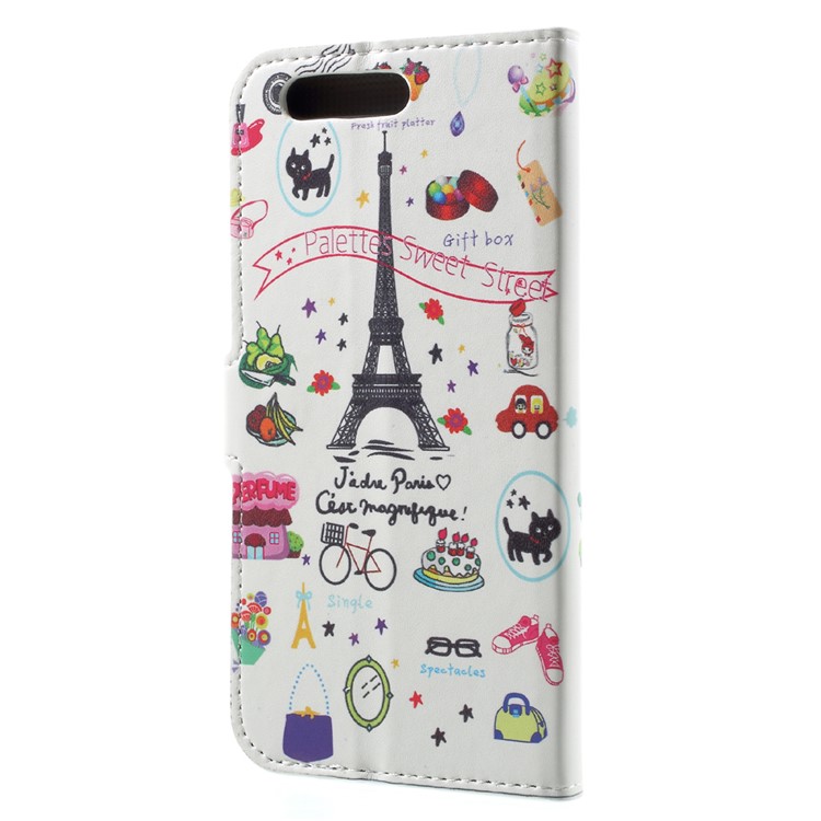 Custodia in pelle modello a supporto in cuoio in PU modello per Huawei Honor 9 - Palette Sweet Street-2