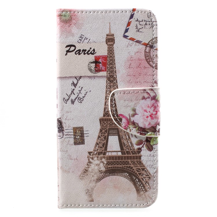 Guscio in Pelle PU Modellati Con Portafoglio Incorporato Per Huawei Honor 9 - Torre di Paris Eiffel