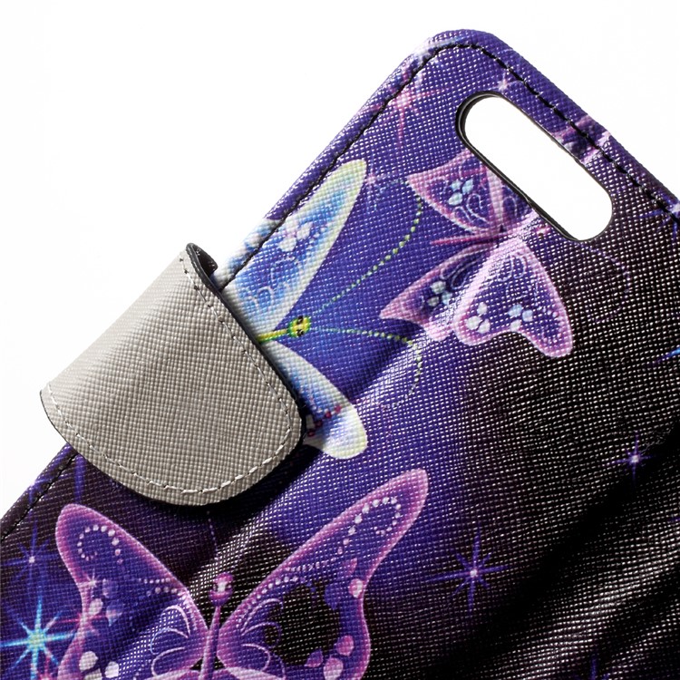 Cubierta de cuero con diseño de la PU de cuero con construido-En Monedero para Huawei Honor 9 - púrpura mariposa-5