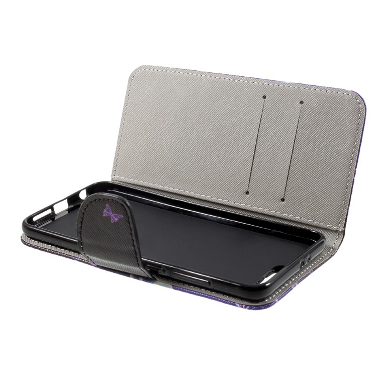 Cubierta de cuero con diseño de la PU de cuero con construido-En Monedero para Huawei Honor 9 - púrpura mariposa-6