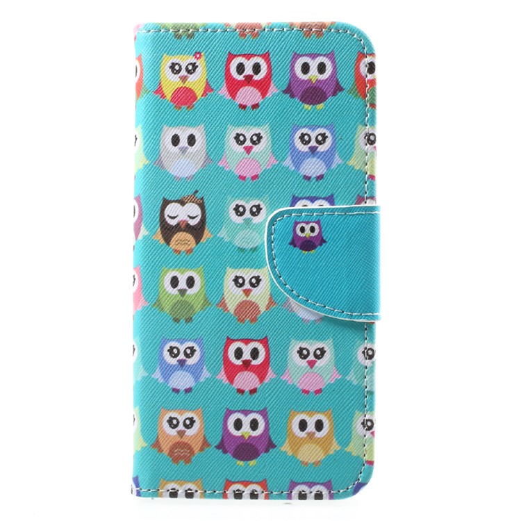 Custodia in pelle con struttura in cuoio con custodia integrata per Huawei Honor 9 - Un gruppo di gufi Sfondo verde-1