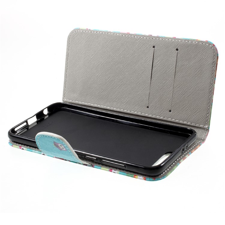 Custodia in pelle con struttura in cuoio con custodia integrata per Huawei Honor 9 - Un gruppo di gufi Sfondo verde-5